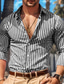 cheap Men&#039;s Casual Shirts-Men&#039;s Shirt Button Up Shirt Casual Shirt Summer Shirt Black Red Blue Long Sleeve Stripes Lapel Daily Vacation Clothing Apparel Fashion Casual Comfortable