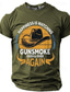cheap Men&#039;s Graphic Tshirts-Happiness Is Watching Gunsmoke over Again Street Style Men&#039;s 3D Print T shirt Tee Tee Top Sports Outdoor Holiday Going out T shirt Black Brown Army Green Short Sleeve Crew Neck Shirt Spring &amp; Summer