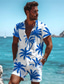 preiswerte Hawaiihemden-Palme Urlaub Hawaiianisch Herren Hemd Outdoor Hawaiianisch Festtage Sommer Umlegekragen Kurzarm Schwarz Blau S M L Hemd