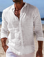 ieftine cămăși casual pentru bărbați-Bărbați Cămașă cămașă de in Camașă cu nasturi Cămașă de vară Cămașă de plajă Negru Alb Roz Îmbujorat Manșon Lung Simplu Răsfrânt Primavara vara Casual Zilnic Îmbrăcăminte