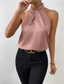 baratos Camisolas &amp; Baby Dolls de mulher-Camisola Feminina Regata Preta Branca Amarela Simples Ombros Frio Rua Moda Diária Gola Halter Ajuste Regular S