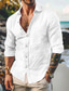 Χαμηλού Κόστους ανδρικά λινά πουκάμισα-Ανδρικά λινό πουκάμισο Πουκάμισο Πουκάμισο με κουμπιά Casual πουκάμισο Καλοκαιρινό πουκάμισο Μαύρο Λευκό Ανθισμένο Ροζ Μακρυμάνικο Σκέτο Πέτο Ανοιξη καλοκαίρι Καθημερινά Διακοπές Ρούχα