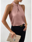 baratos Camisolas &amp; Baby Dolls de mulher-Camisola Feminina Regata Preta Branca Amarela Simples Ombros Frio Rua Moda Diária Gola Halter Ajuste Regular S