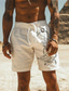 abordables Bermudas de hombre-Pantalones cortos de algodón con estampado de sol para hombre, pantalones cortos hawaianos, pantalones cortos de playa con cordón, cintura elástica, cómodos, transpirables, ropa corta para vacaciones