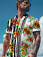 cheap Men&#039;s Printed Shirts-Floral Line Resort Men&#039;s Shirt Street Casual Daily Summer Spring Stand Collar Henley Short Sleeve Black, Yellow S, M, L Shirt