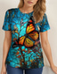cheap Animals tee-Women&#039;s T shirt Round Neck Stained Glass Hummingbird Print Short Sleeve Fitted Top Artistic Vibrant Casual Summer Wear Comfortable Fashion Clothing Apparel