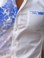 billige Skjorter med trykk for menn-Blomstret Business Casual Herre Trykte skjorter Arbeidsklær Dagligdagstøy Gateklær Vår sommer Aftæpning Langermet Gul, Blå S, M, L 4-veis strekkstoff Skjorte