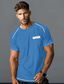 preiswerte Lässige T-Shirts für Herren-Herren T Shirt Waffel-Shirt Feste Farbe Rundhalsausschnitt Normal Kurzarm Vordertasche Bekleidung Täglich Sport Designer