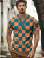 baratos T-shirt Homem estampado gráfico-camiseta masculina colorida férias x designer Kris com estampa xadrez Henley manga curta com botões