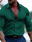 billiga fritidsskjortor för män-Herr Skjorta Knapp upp skjorta Casual skjorta Svart Vin Himmelsblå Grön Långärmad Slät Kavajslag Dagligen Semester Kläder Mode Ledigt Bekväm