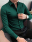 Χαμηλού Κόστους ανδρικά πουκάμισα casual-Ανδρικά Πουκάμισο Σατέν πουκάμισο Πουκάμισο με κουμπιά Casual πουκάμισο Μαύρο Λευκό Κρασί Βαθυγάλαζο Πράσινο του τριφυλλιού Μακρυμάνικο Σκέτο Πέτο Καθημερινά Διακοπές Ρούχα Σατέν