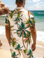 abordables Camisas hawaianas-Tropical Palmera Vacaciones Hawaiano Hombre Conjunto de camisa Exterior Hawaiano Festivos Verano Todas las Temporadas Cuello Vuelto Manga Corta Morado Verde Trébol S M L Camisa