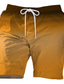 billiga grafiska shorts-Herr Svett shorts Beach Shorts Terry Shorts Snörning Elastisk midja 3D-utskrift Lutning Andningsfunktion Mjuk Kort Dagligen Helgdag Streetwear Ledigt Fritids- Orange Brun Microelastisk