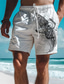 ieftine Pantaloni scurți pentru bărbați-pantaloni scurți din bumbac pentru bărbați cu craniu cu imprimeu pantaloni scurți hawaiani pantaloni scurți de plajă cu șnur talie elastică confort respirabil scurtă ținută de vacanță în aer liber