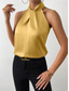 baratos Camisolas &amp; Baby Dolls de mulher-Camisola Feminina Regata Preta Branca Amarela Simples Ombros Frio Rua Moda Diária Gola Halter Ajuste Regular S