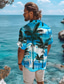 ieftine Cămașă Hawaiană-Palmier Vacanță Hawaiană Bărbați Cămașă În aer liber Hawaiian Concediu Vară Răsfrânt Manșon scurt Albastru Portocaliu S M L Cămașă
