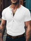 baratos Camisetas masculinas casuais-Homens Camisa Henley Camiseta de malha canelada T-shirt Tecido Pit Strip Henley Rua Férias Manga Curta Roupa Moda Designer Básico