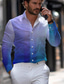cheap Men&#039;s Printed Shirts-Stripe Gradual Men&#039;s Business Casual 3D Printed Shirt Street Wear to work Daily Wear Spring &amp; Summer Turndown Long Sleeve Blue Purple S M L 4-Way Stretch Fabric Shirt