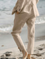 cheap Linen Pants-Men&#039;s Linen Pants Trousers Summer Pants Beach Pants Straight Leg Plain Comfort Outdoor Casual Daily Streetwear Stylish Beige