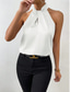 baratos Camisolas &amp; Baby Dolls de mulher-Camisola Feminina Regata Preta Branca Amarela Simples Ombros Frio Rua Moda Diária Gola Halter Ajuste Regular S