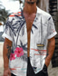Недорогие Гавайские рубашки-Пальма Отпуск Гавайский Курортный стиль Муж. Рубашка на открытом воздухе Отпуск Пляж Лето Отложной С короткими рукавами Черный Белый S M L Рубашка