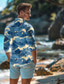 abordables Camisas hawaianas-Carefree interlude x joshua jo camisas de manga larga para vacaciones con estampado de ondas para hombre