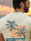 billige T-shirt med tryk til mænd-herre grafisk t-shirt kokostræ mode udendørs afslappet t-shirt top street afslappet daglig t-shirt beige kortærmet skjorte med rund hals forår og sommer beklædning