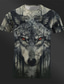 cheap Men&#039;s Graphic Tshirts-Graphic Animal Wolf Designer Retro Vintage Casual Men&#039;s 3D Print T shirt Tee Tee Top Sports Outdoor Holiday Going out T shirt Khaki Dark Gray Gray Short Sleeve Crew Neck Shirt Spring &amp; Summer