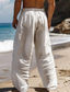 abordables Pantalon en lin-Pantalon en coton et lin imprimé étoile de mer pour hommes, vintage, poches latérales, cordon élastique, taille moyenne, usage quotidien en plein air