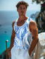baratos T-shirt Homem estampado gráfico-Interlúdio despreocupado x Joshua Jo escamas masculinas ondulações de água impressas em 3D férias colete sem mangas regata