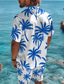 abordables Camisas hawaianas-Palmera Vacaciones Hawaiano Hombre Camisa Exterior Hawaiano Festivos Verano Cuello Vuelto Manga Corta Negro Azul S M L Camisa