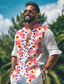 cheap Men&#039;s Printed Shirts-Floral Comfortable Resort Men&#039;s Shirt Linen Shirt Casual Shirt Daily Vacation Going out Summer Spring &amp;  Fall Long Sleeve Violet, Red S, M, L Slub Fabric Shirt
