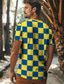 cheap Men&#039;s Graphic Tshirt-Colorful Holiday X Designer Kris Men&#039;s Plaid Printed Henley Shirt Short Sleeve Button-Up T Shirt
