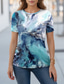 cheap Animals tee-Women&#039;s T shirt Round Neck Stained Glass Hummingbird Print Short Sleeve Fitted Top Artistic Vibrant Casual Summer Wear Comfortable Fashion Clothing Apparel