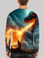 billiga Grafisk T-shirt för män-drakväktare x lu | mäns 3d drake mytiska varelse mörk stil streetwear t-shirt långa ärmar