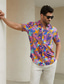 billige Hawaiiskjorts-herre rayonskjorte fritidsskjorte blad tropisk hawaiisk mote fritidsskjorte oppknappet skjorte daglig hawaiisk ferie sommer jakkeslag kortermet lilla