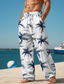 levne plátěné kalhoty-Palma prázdniny 3D Tisk Havajské Pánské Boční kapsy 3D tisk Pružný design se stahovací šňůrkou Kalhoty Kalhoty s rovnými nohama Venkovní Havajské Dovolená Polyester Námořnická modř Hnědá Zelená S M L