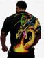 billige Grafisk T-skjorte til herrer-dragevokter x lu | menns branndrage for menn mytisk skapning streetwear t-skjorte i mørk stil med korte ermer
