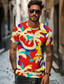 baratos T-shirt Homem estampado gráfico-camiseta masculina colorida férias x designer Kris com estampa de palmeira, gola redonda, manga curta