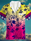 billige Hawaiiskjorter-Vanlig Mode Afslappet Herre linned skjorte Casual skjorte Sommer skjorte Hawaiiansk Ferie Ferierejse Forår sommer Knaphul Kortærmet Gul Blå Orange S M L Skjorte