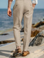 cheap Linen Pants-Men&#039;s Linen Pants Trousers Summer Pants Front Pocket Pleats Straight Leg Plain Comfort Breathable Casual Daily Holiday Fashion Basic Beige