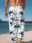 abordables Pantalones de lino-Palmera Vacaciones Estampado 3D Hawaiano Hombre Bolsillos laterales Impresión 3D Diseño de cordón elástico Pantalones Pantalones Rectos Exterior Hawaiano Festivos Poliéster Azul Marino Marrón Verde S