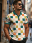billige Grafisk polo-fargerike holiday x designer kris menns rutete trykte kortermede poloskjorter