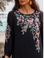 ieftine rochie mini neagra-Pentru femei Brodat Rochie neagra Rochie Mini Bumbac Clasic Boho Floral Stil Nautic Manșon Lung Zilnic Vară Primăvară Negru