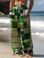ieftine pantaloni casual-Bărbați Hawaiană Bloc Culoare Tartan / Carouri Culoare Mixtă Pantaloni Tipărire 3D Pantaloni cu picior drept Talie medie Talie elastică cu șnur În aer liber Stradă Concediu Vară Primăvară Toamnă