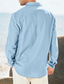 baratos camisas masculinas casuais-Homens Camisa Social camisa de botão Camisa casual camisa de verão Preto Branco Azul Marinha Damasco Azul Claro Manga Longa Tecido Lapela Diário Férias Bolsos Roupa Moda Casual Confortável