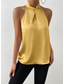 baratos Camisolas &amp; Baby Dolls de mulher-Camisola Feminina Regata Preta Branca Amarela Simples Ombros Frio Rua Moda Diária Gola Halter Ajuste Regular S