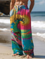 tanie Męskie spodnie plus size-Męskie Hawajskie Surfing Spodnie Druk 3D Spodnie z prostą nogawką Średni Talia Elastyczna talia ze sznurkiem Na zewnątrz Ulica Święto Lato Wiosna Jesień Lekko luźna Średnio elastyczny