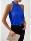baratos Camisolas &amp; Baby Dolls de mulher-Camisola Feminina Regata Preta Branca Amarela Simples Ombros Frio Rua Moda Diária Gola Halter Ajuste Regular S