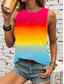 cheap Tank Tops &amp; Camis-Women&#039;s Tank Top Vest Stylish Ombre Print Sleeveless Regular Tops Crew Neck Vacation Casual Pink Sky Blue Khaki Rainbow Summer